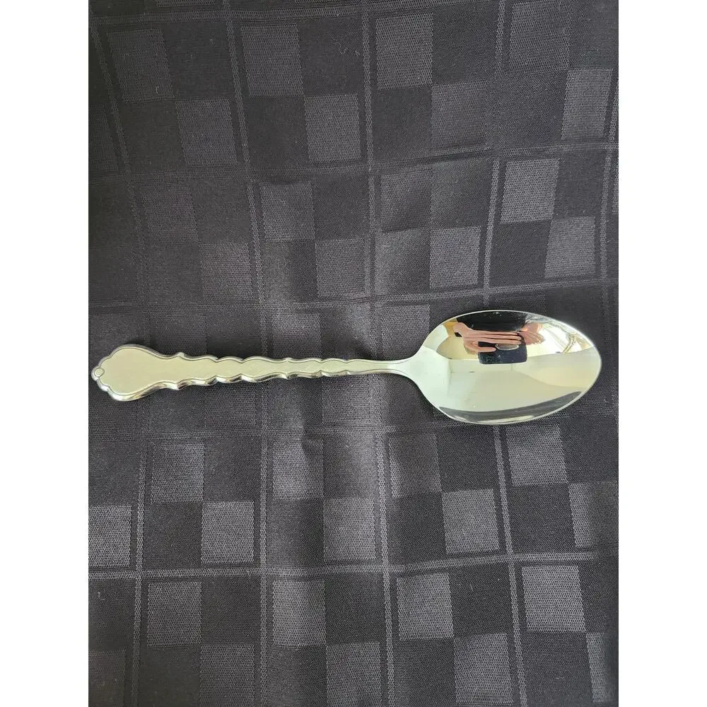 Oneida Community Stainless Cello Solid Serving Spoon Burnished Flatware